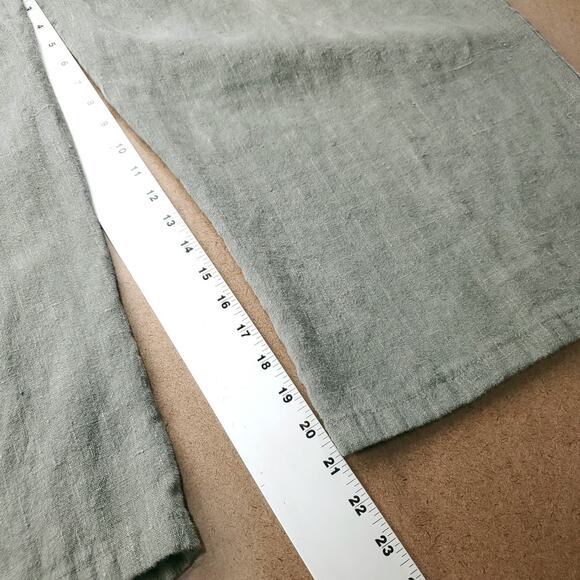 Bryn Walker Pants Women M Olive Wide Leg Crop Linen Boho Lagenlook Cottage Beach - Picture 8 of 11